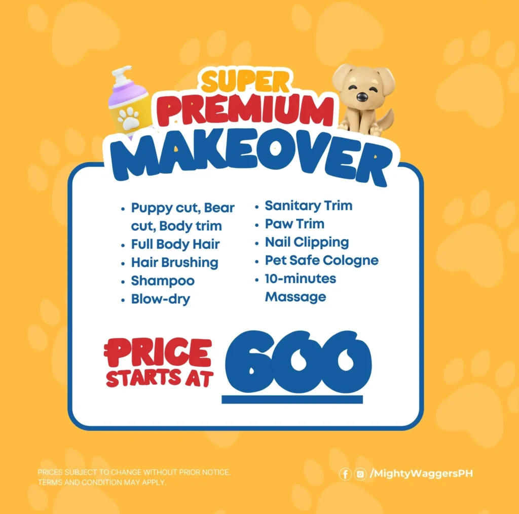 Premium grooming service package card at Mighty Waggers