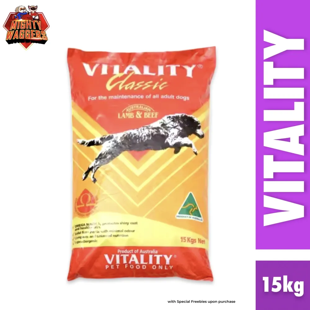 Vitality Classic Adult Sack 15kg dog food product at Mighty Waggers