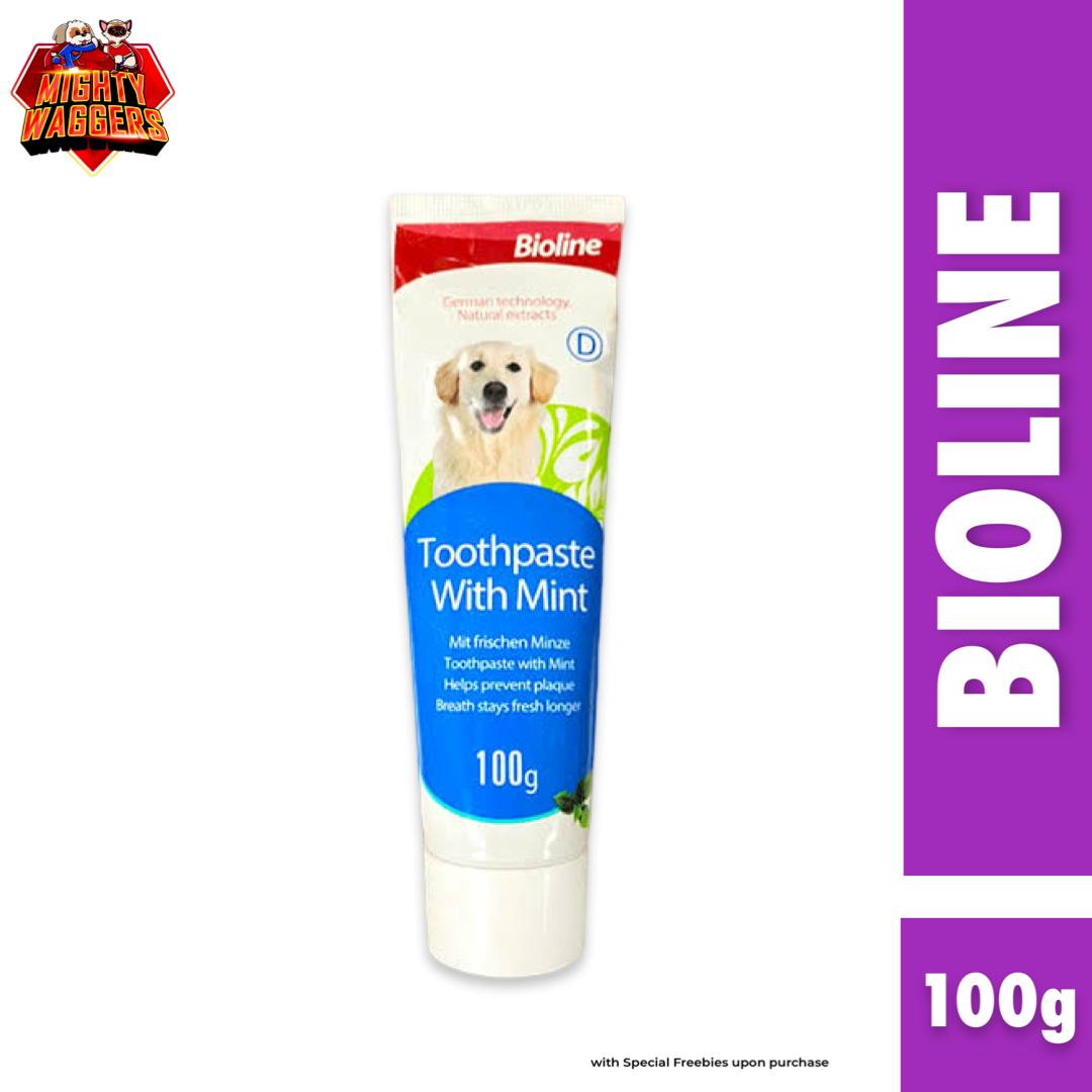 Bioline Mint Flavor Toothpaste (100g) for Dogs - Plaque Prevention
