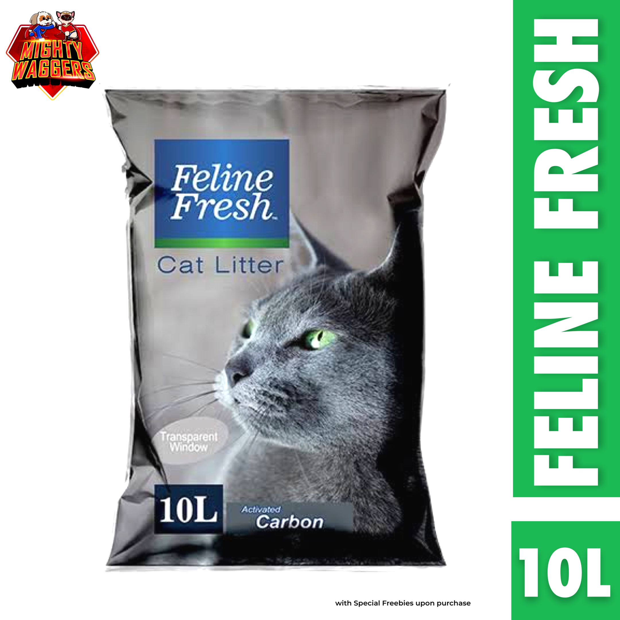 Feline Fresh Cat Litter - Activated Carbon (Charcoal) - Odor Control (10L)