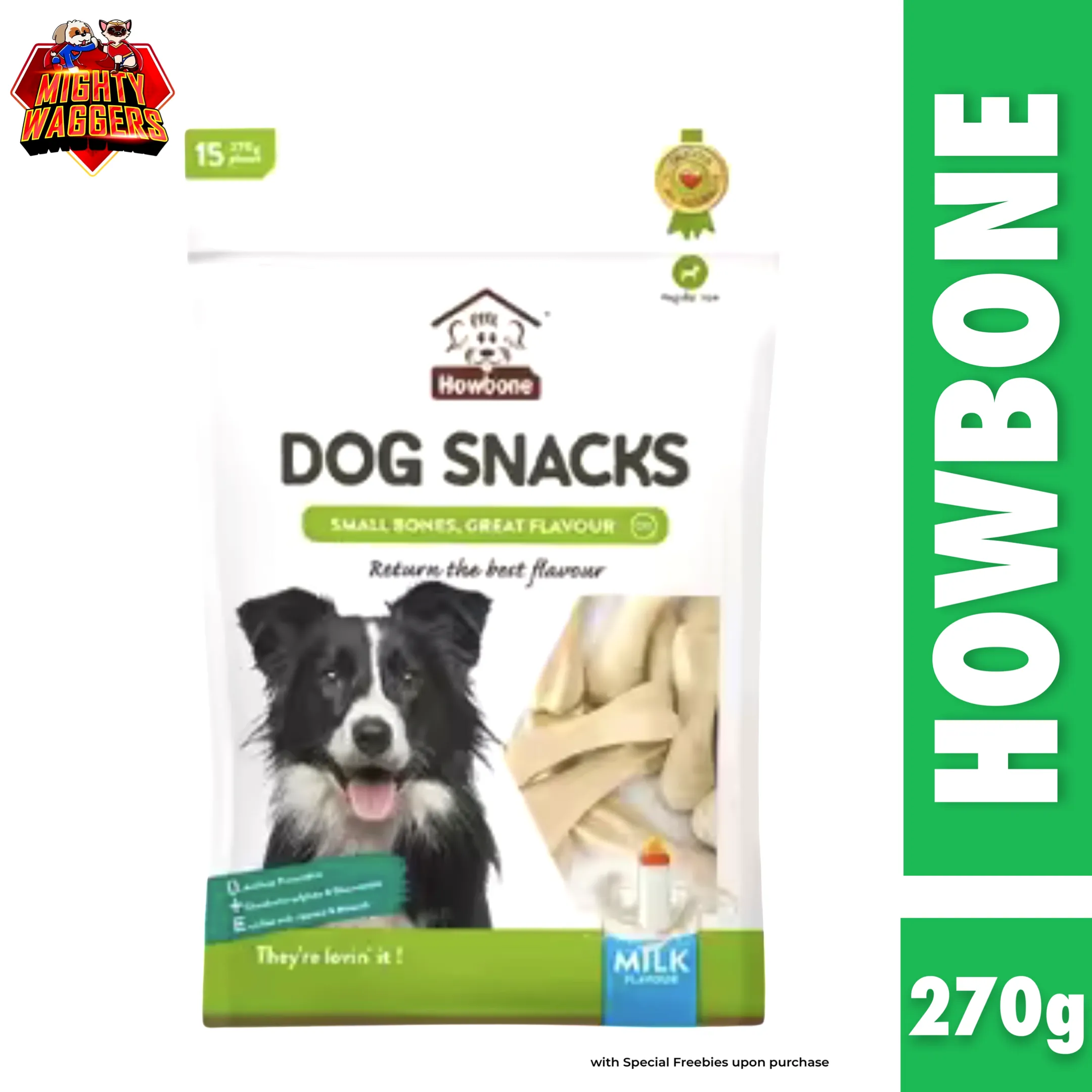 Howbone Small Bone Dog Snacks in Milk Flavor (270g)