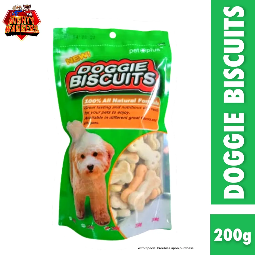 Pet Plus Doggie Biscuits in a bone shape, 100% All-Natural formula (200g)