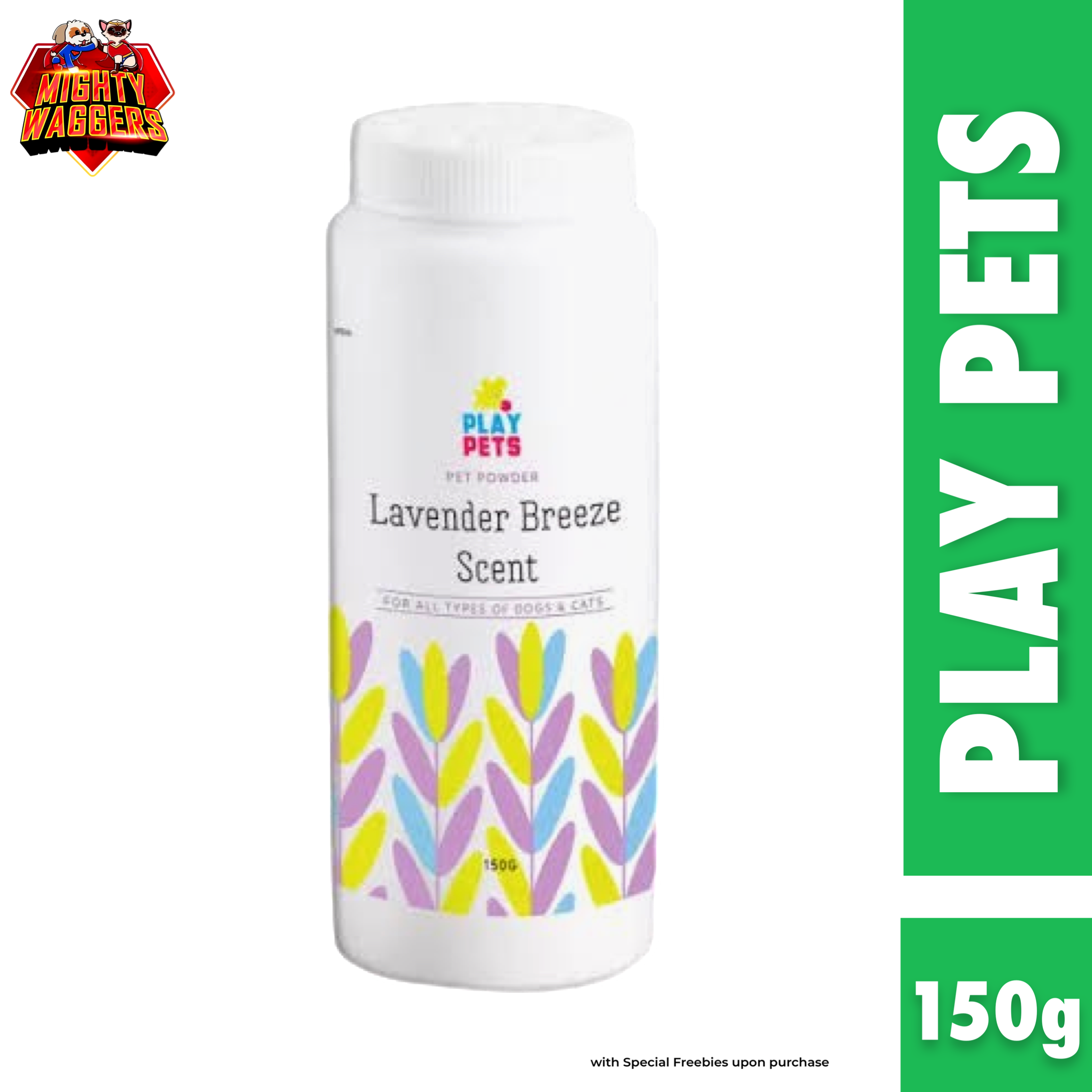 PlayPets Pet Powder - Lavender Breeze Scent (150g) for Dogs & Cats